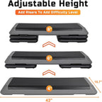 Zeny 43'' Exercise Aerobic Step Platform Adjustable Fitness Stepper With 4 Detachable Risers Fitness Workout Stepper For Home Gy