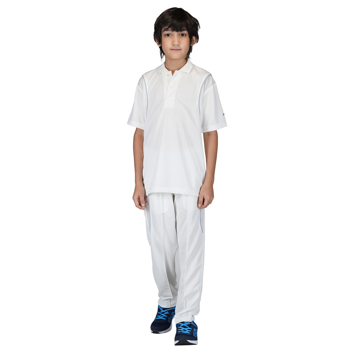 Vector X Striker Boys/Kids Half Sleeve Cricket Jersey Dress (TShirt & Pant) (White)