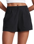 CRZ YOGA High Waisted Hiking Shorts for Women 3 - Water Resistant Cargo for Athletic Travel Outdoor with Zip Pockets Black XX-Sm