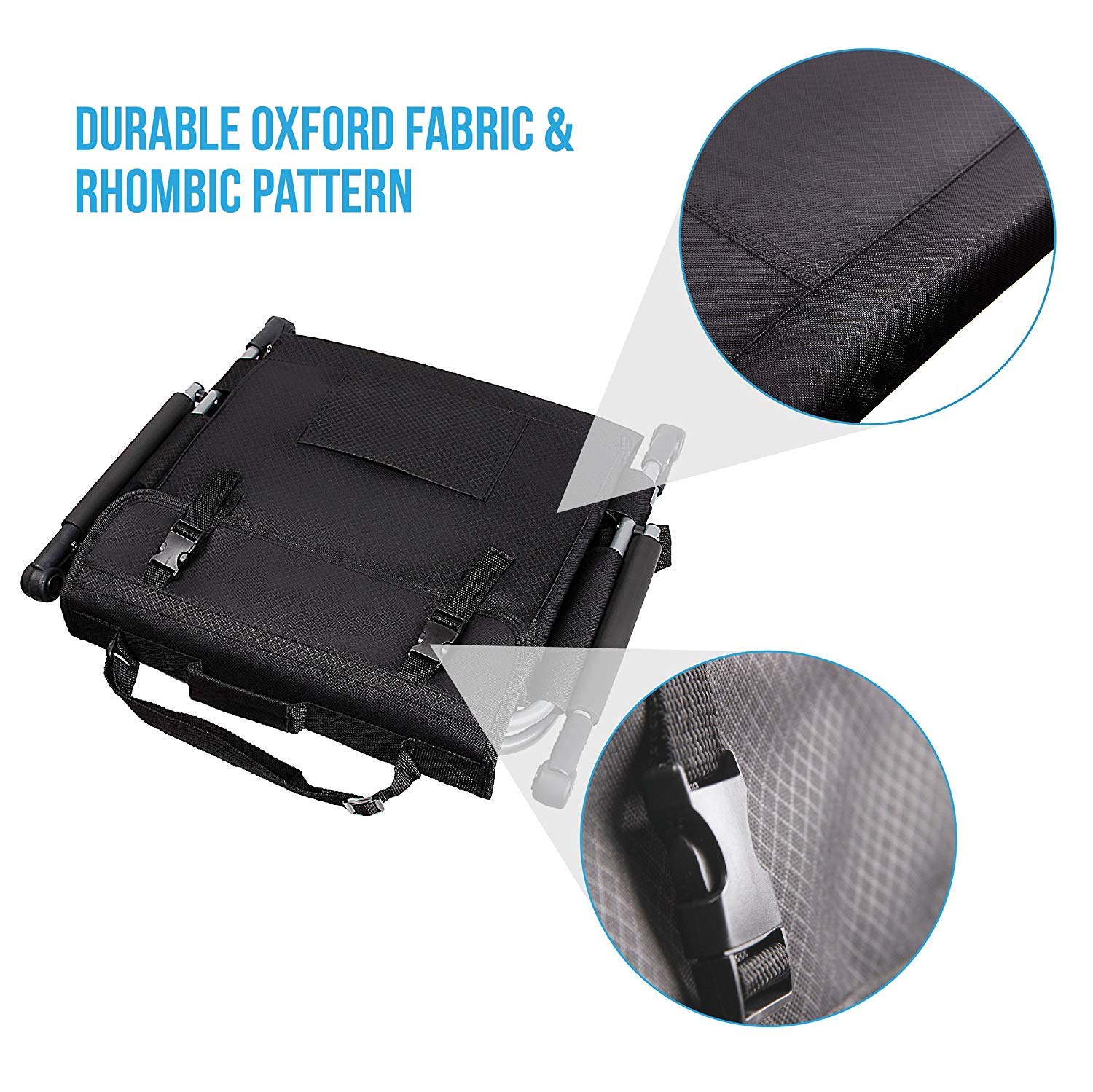 Alpha Camp Stadium Seat Chair For Bleachers With Back & Arm Rest (Black Grey)
