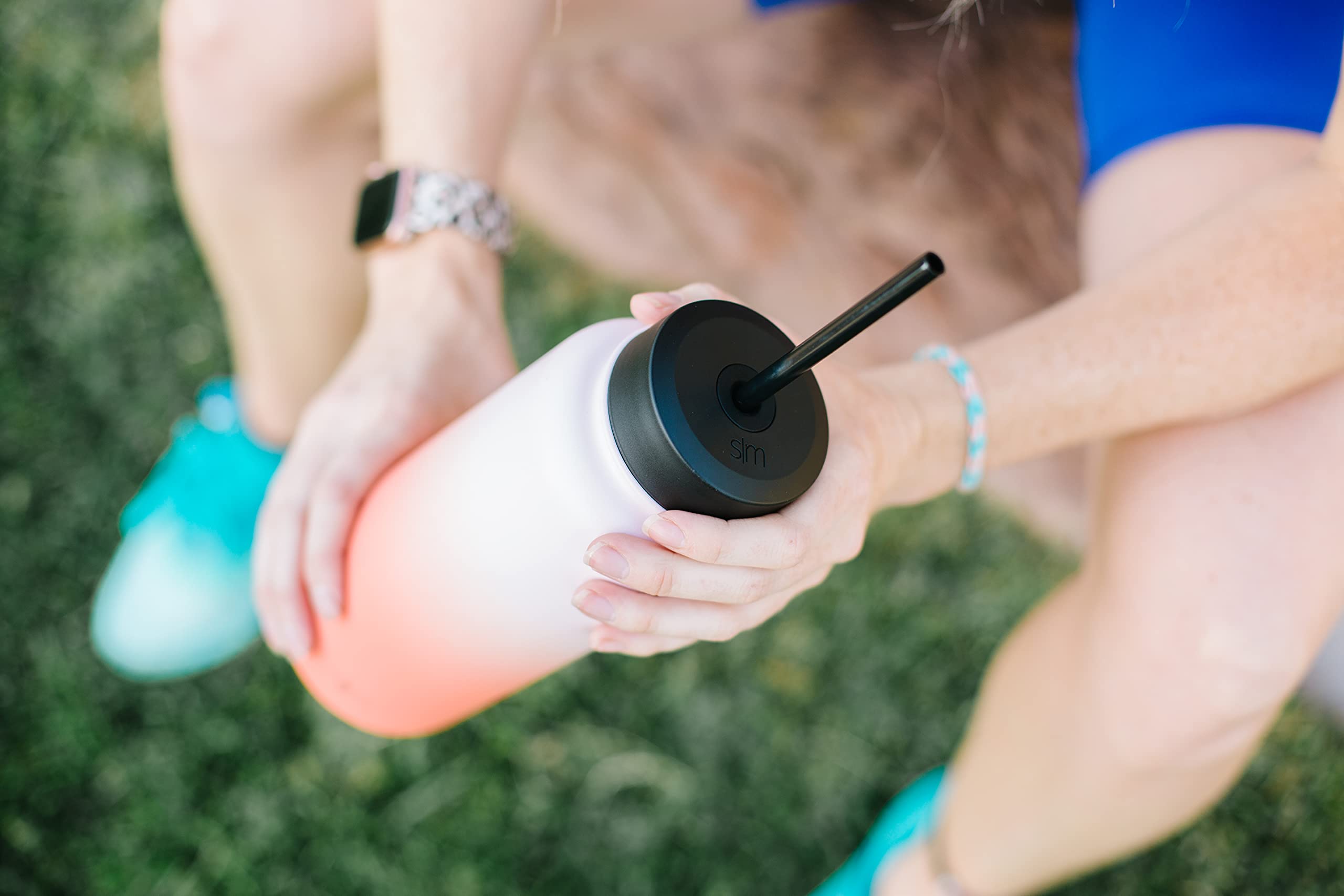 Simple Modern Wide Mouth Lid Leak Proof Straw Chug Handle Flip Fits Summit Water Bottles And Hydro Flask, Tumbler Style, Riptide