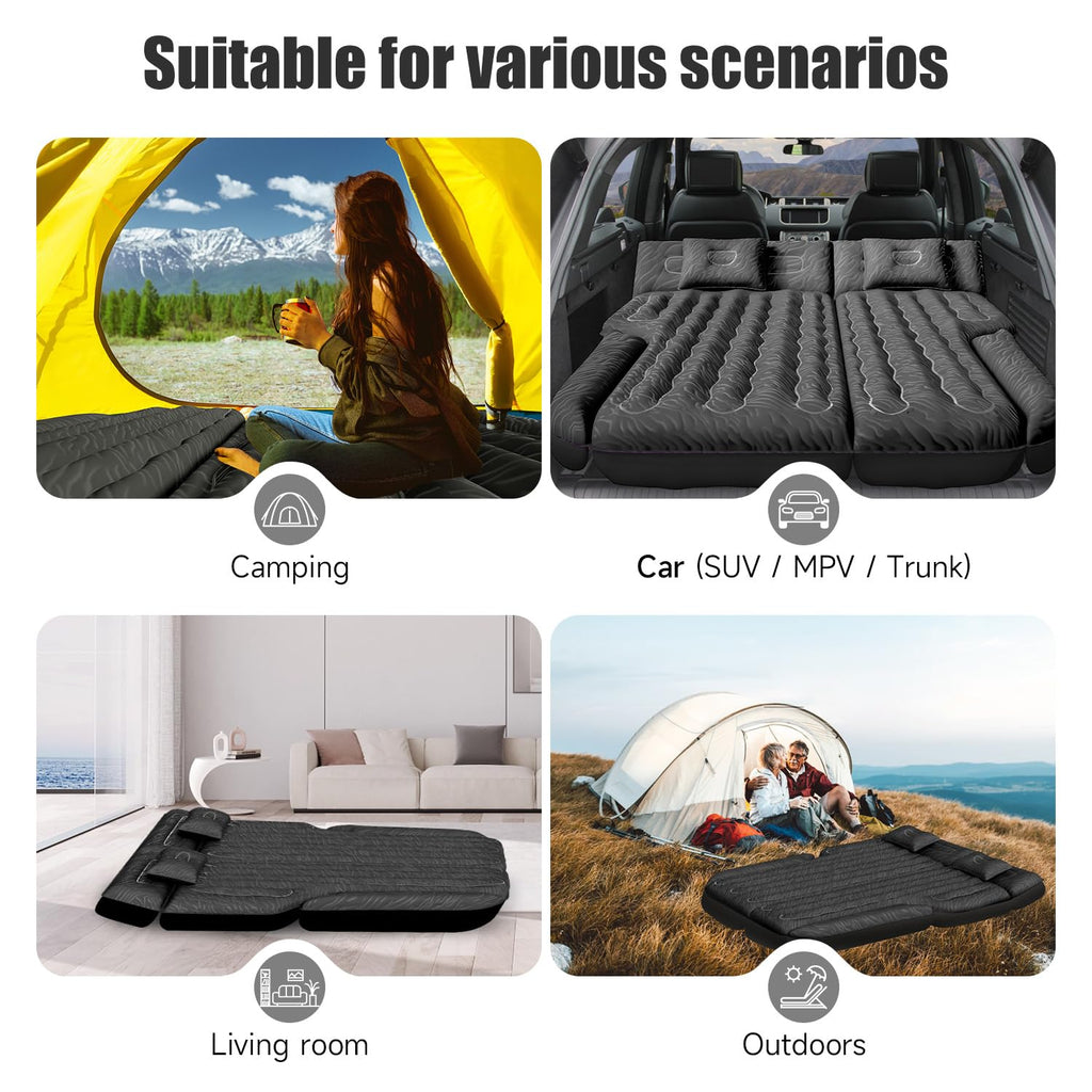 Dikasun Inflatable Suv Air Mattress Bed Car Mattress For Suv, Double-Sided Flocking Travel Camping Bed Car Air Mattress, Car Sle