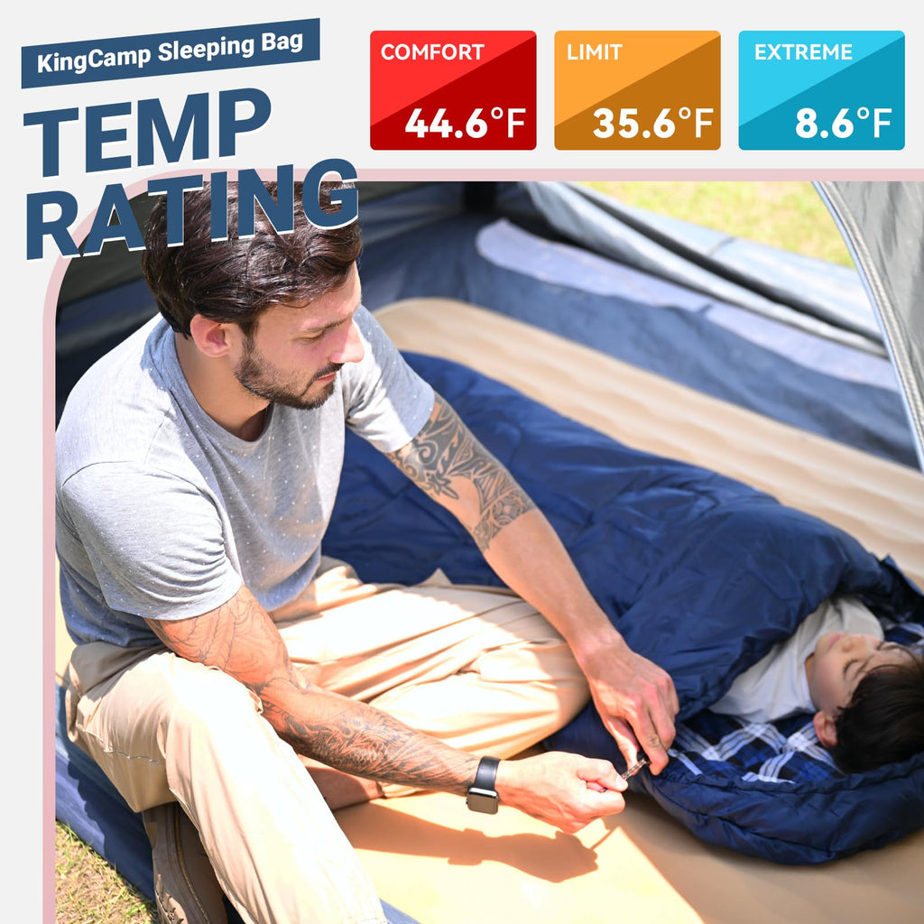 Kingcamp 45F Kids Sleeping Bag, Lightweight Waterproof & Compact Flannel Sleeping Bags Cold Weather & Warm Youth Essentials Gear