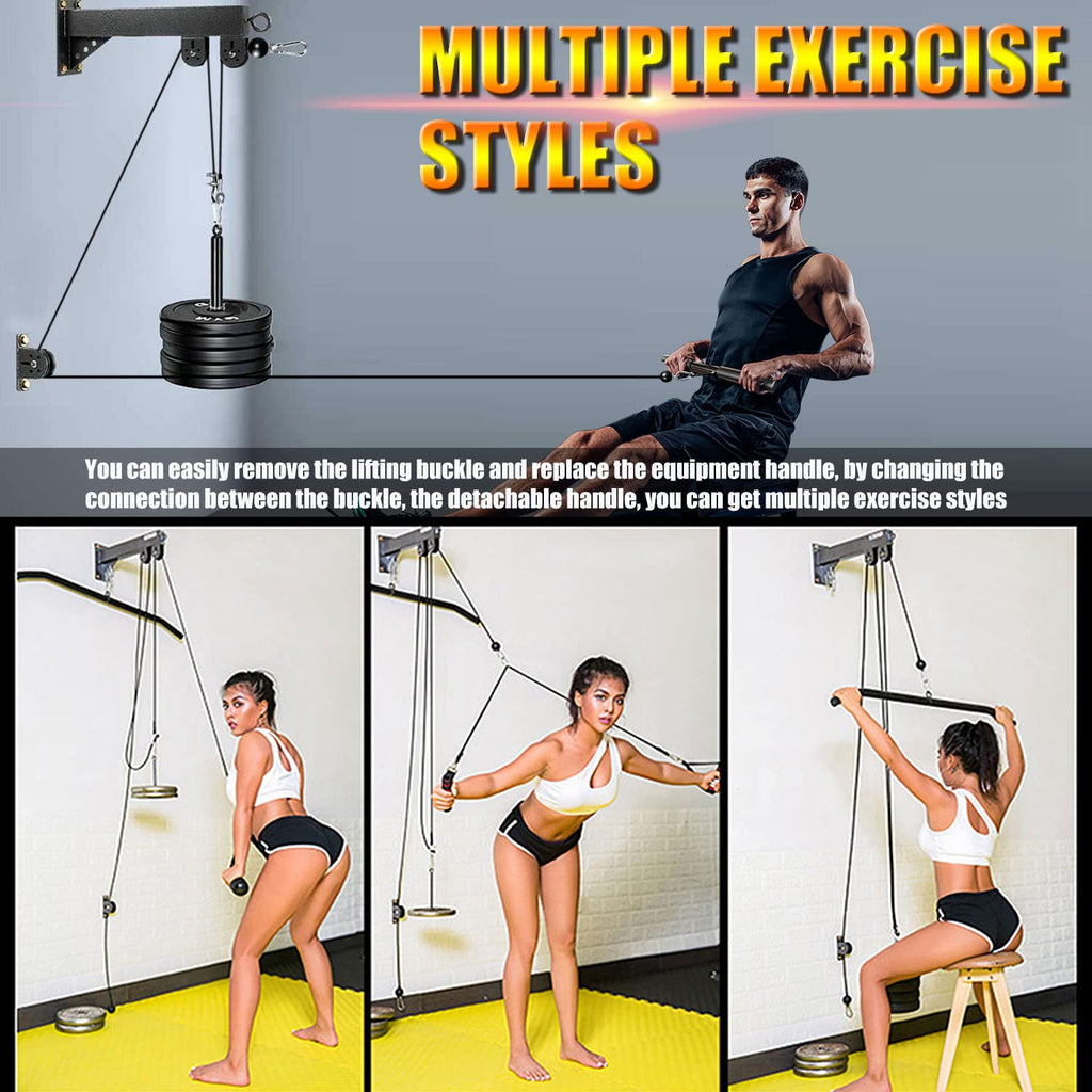 Fitness Wall Mount Pulley System, Weight Cable Pulley System For Gym, Lat Pull Down And Low Row Cable Machine, Cable Station Equ