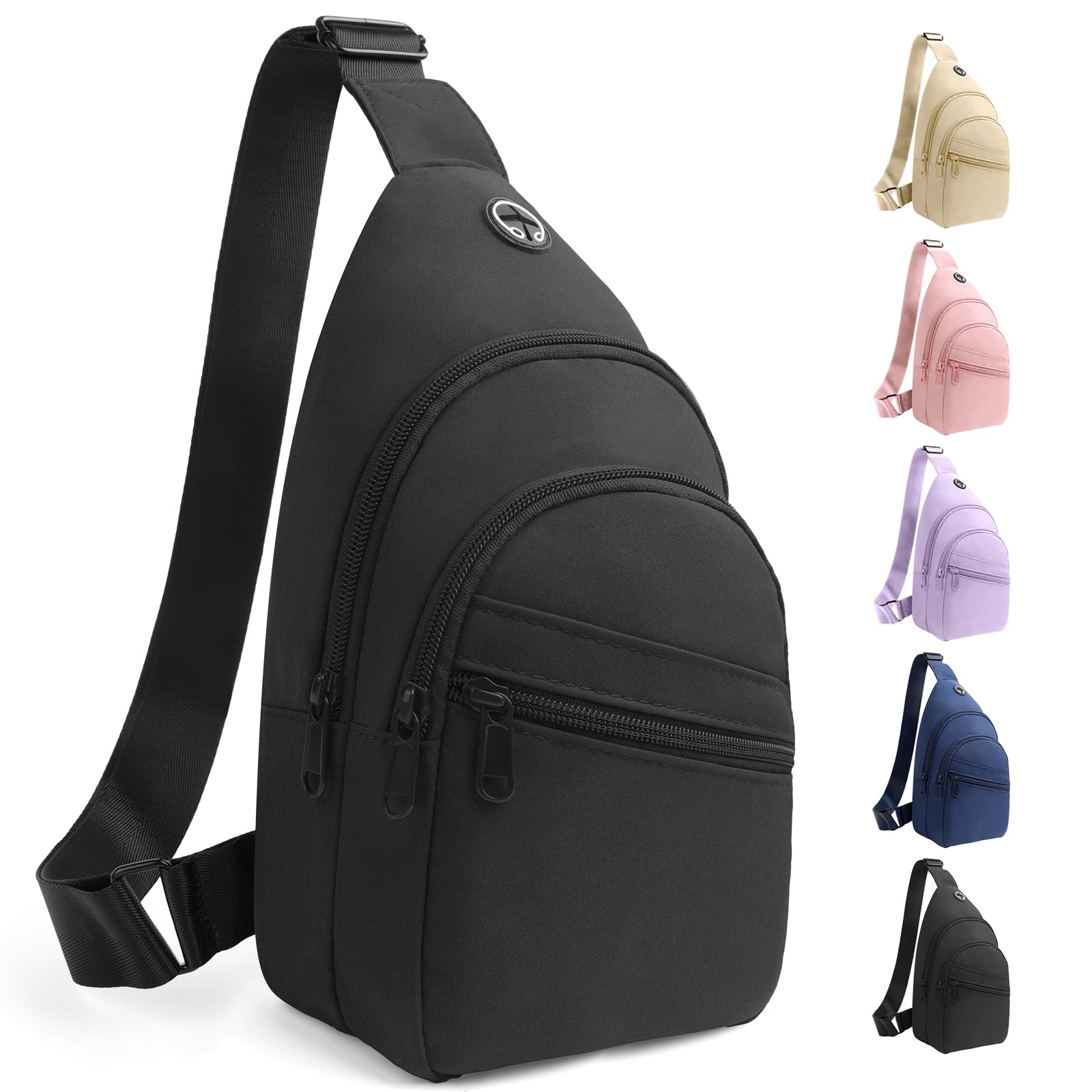 HOTOR Sling Bag - Crossbody Bag & Shoulder Bag for Women & Men with Adjustable Strap, for Travel and Camping Essentials - Black 