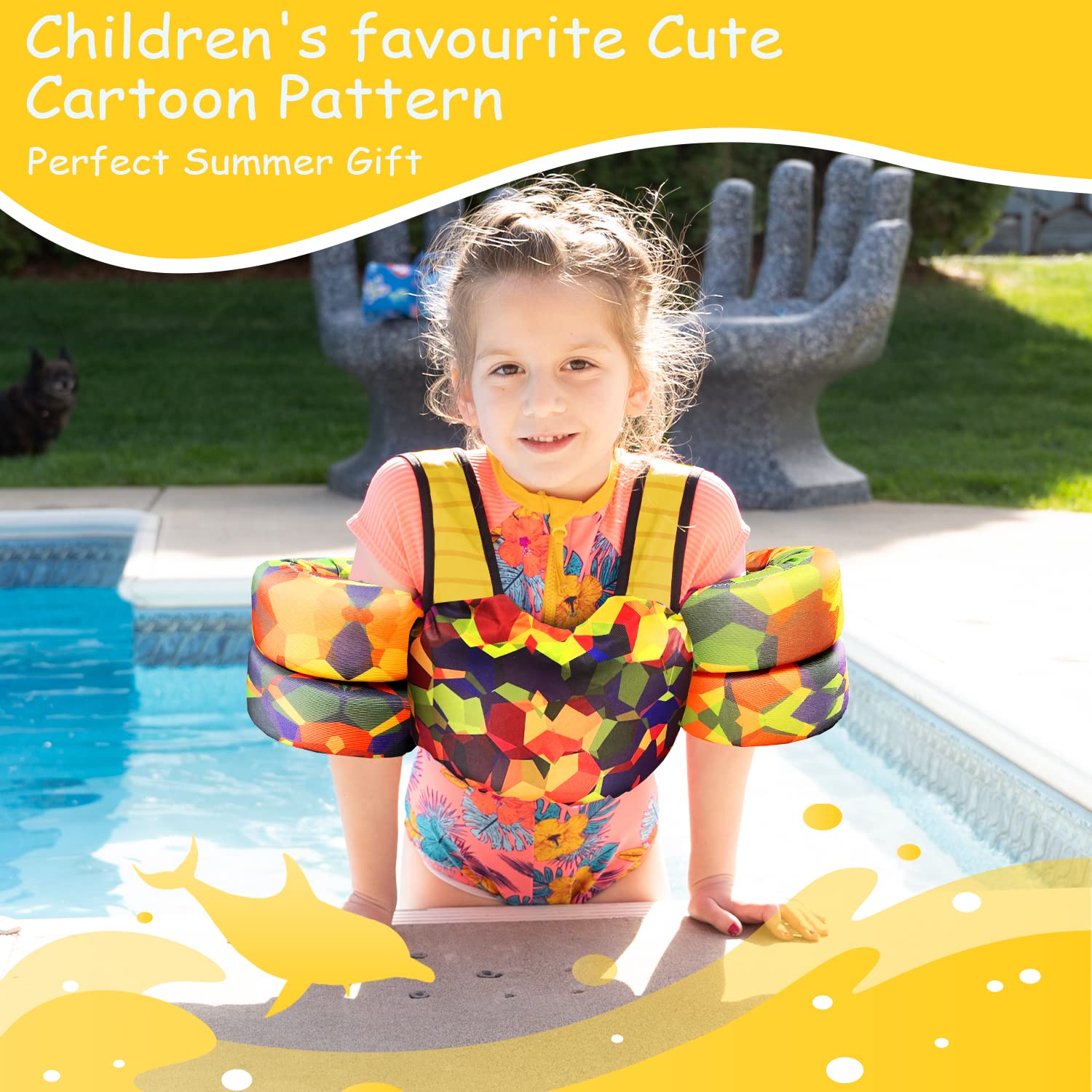 Kids Swim Vest 30-50 Lbs Pool Jacket For Toddler Learn-To-Swim Water Wings Arm Band Floats With Back Secure Buckle Swimming Floa