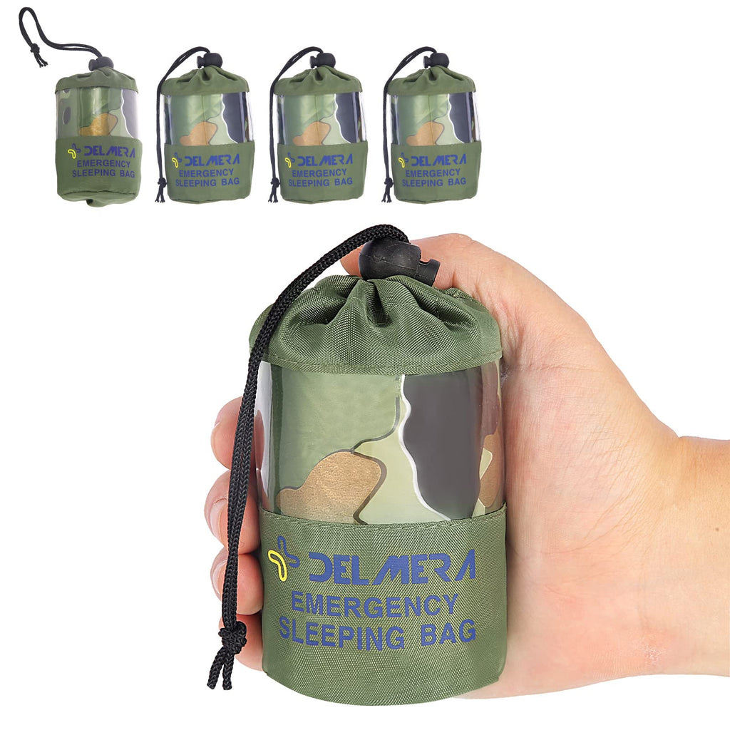 Delmera Emergency Sleeping Bag, Lightweight Survival Sleeping Bags Waterproof Thermal Emergency Blanket, Bivy Sack For Outdoor A