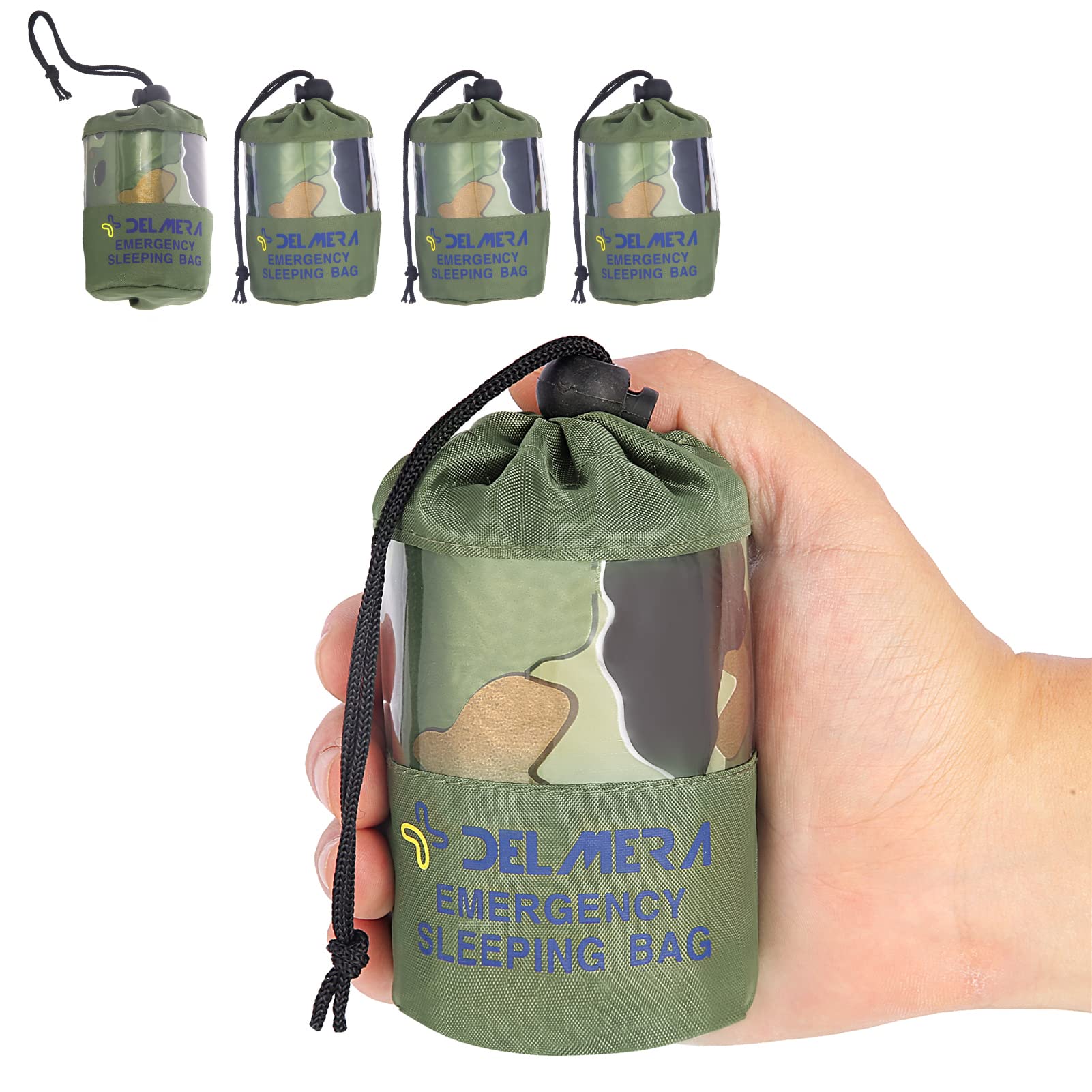Delmera Emergency Sleeping Bag, Lightweight Survival Sleeping Bags Waterproof Thermal Emergency Blanket, Bivy Sack For Outdoor A