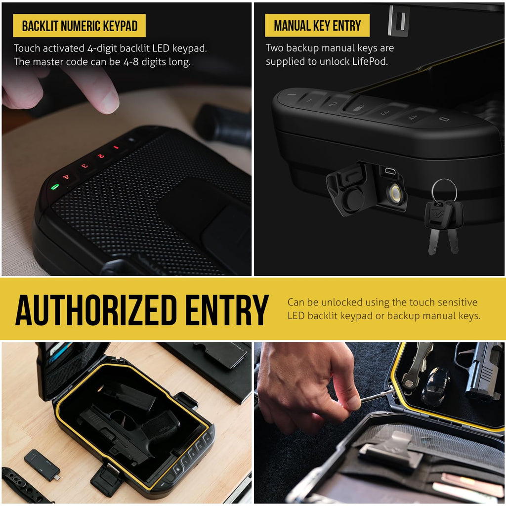 Vaultek Sig Sauer Edition Lifepod Secure Waterproof Travel Case Rugged Electronic Lock Box Travel Organizer Portable Handgun Cas