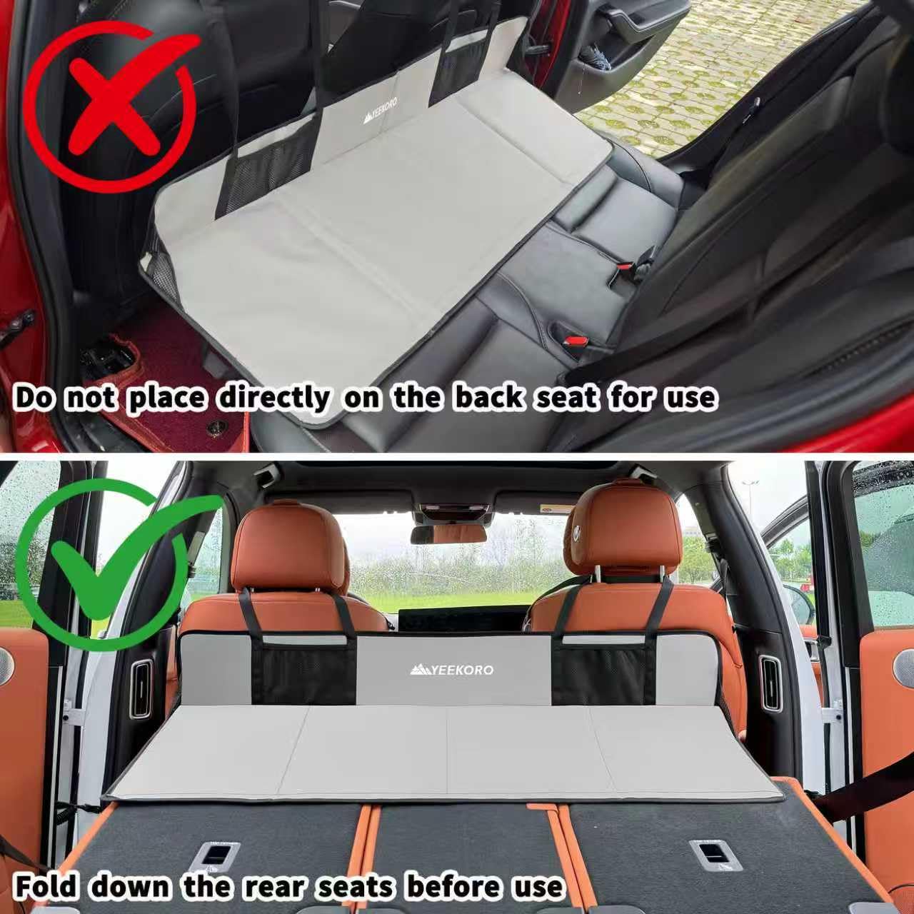 Yeekoro Car Rear Seat Mattress Extension Plate, Foldable Back Seat Extender, Portable Mattress For Sleeping, Increase Travel Tru
