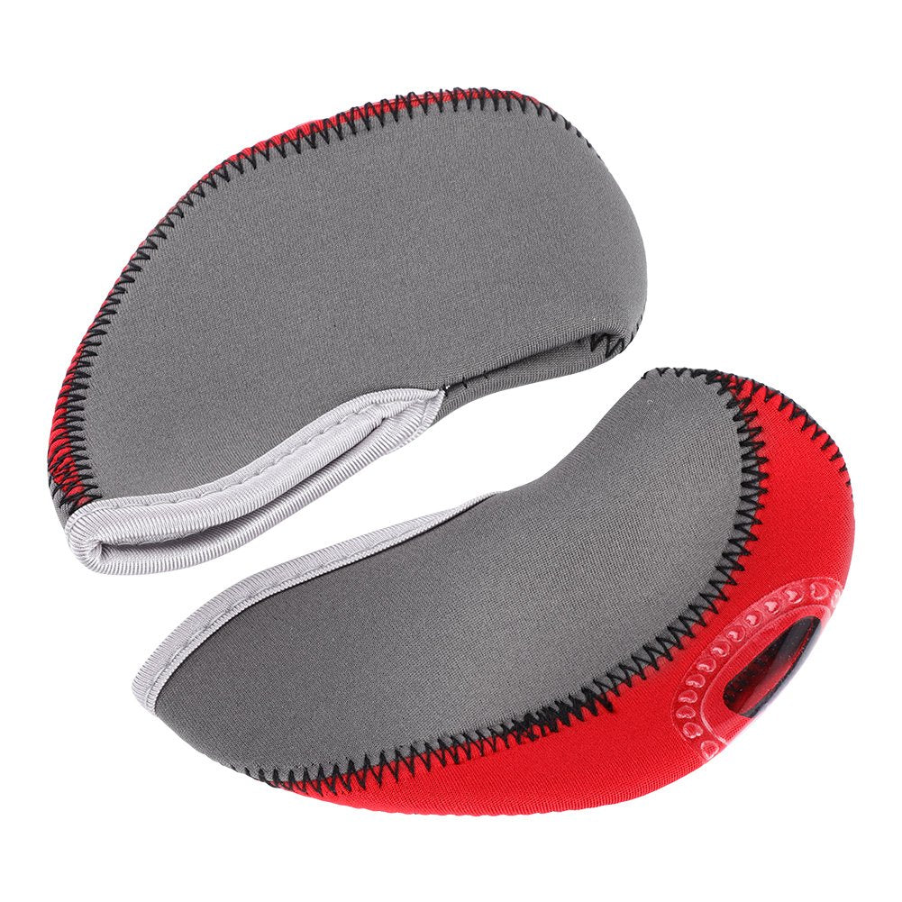 Dilwe 10 Pcs Golf Putter Protector, Wedge Neoprene Iron Head Cover With Zipper Long Neck See Through Window Golf Covers (Gray+Re