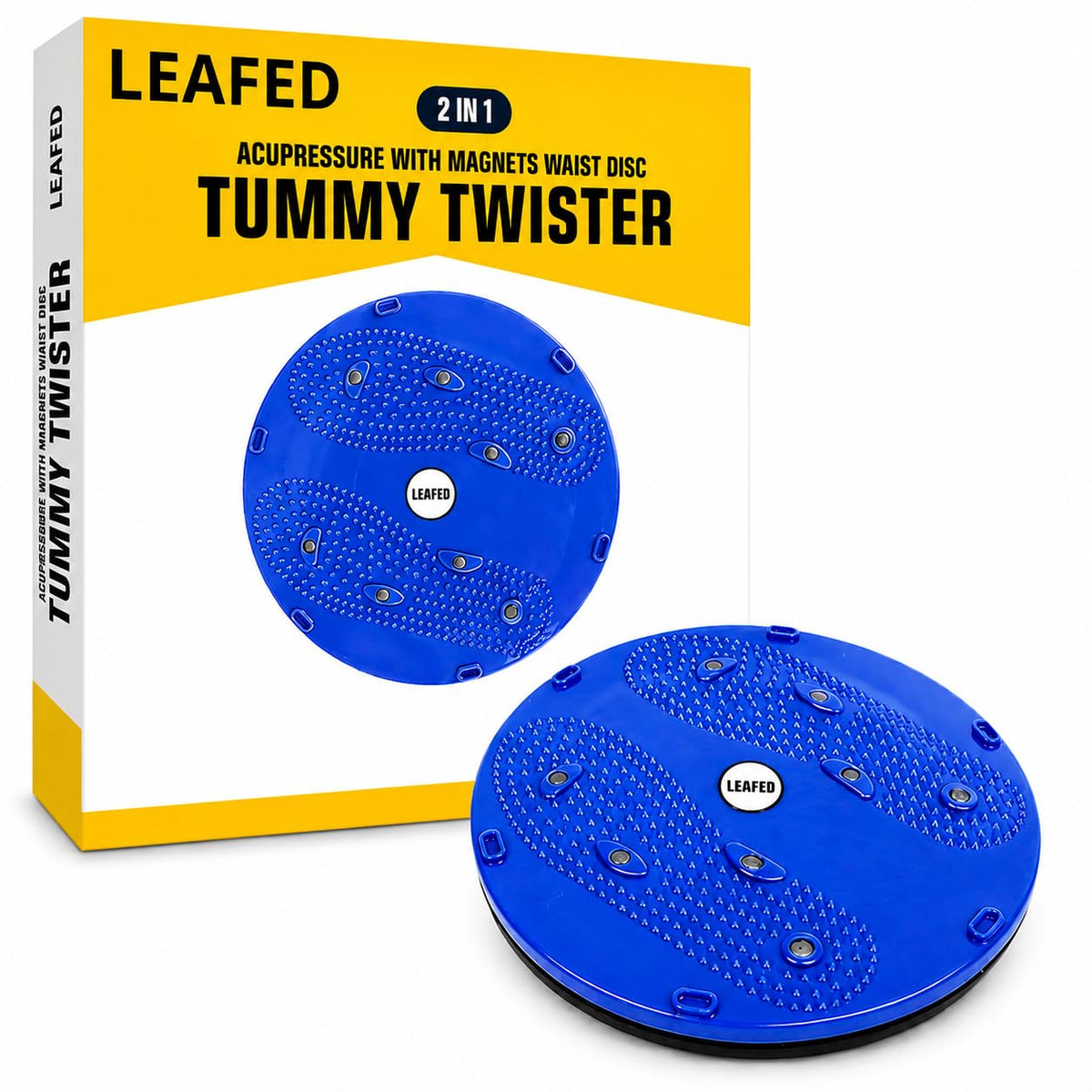 LEAFED 2in1 Tummy Twister Exercise Machine for Men & Women | Slimming Waist & Belly Exercise Disc | DoubleSided Acupressure R