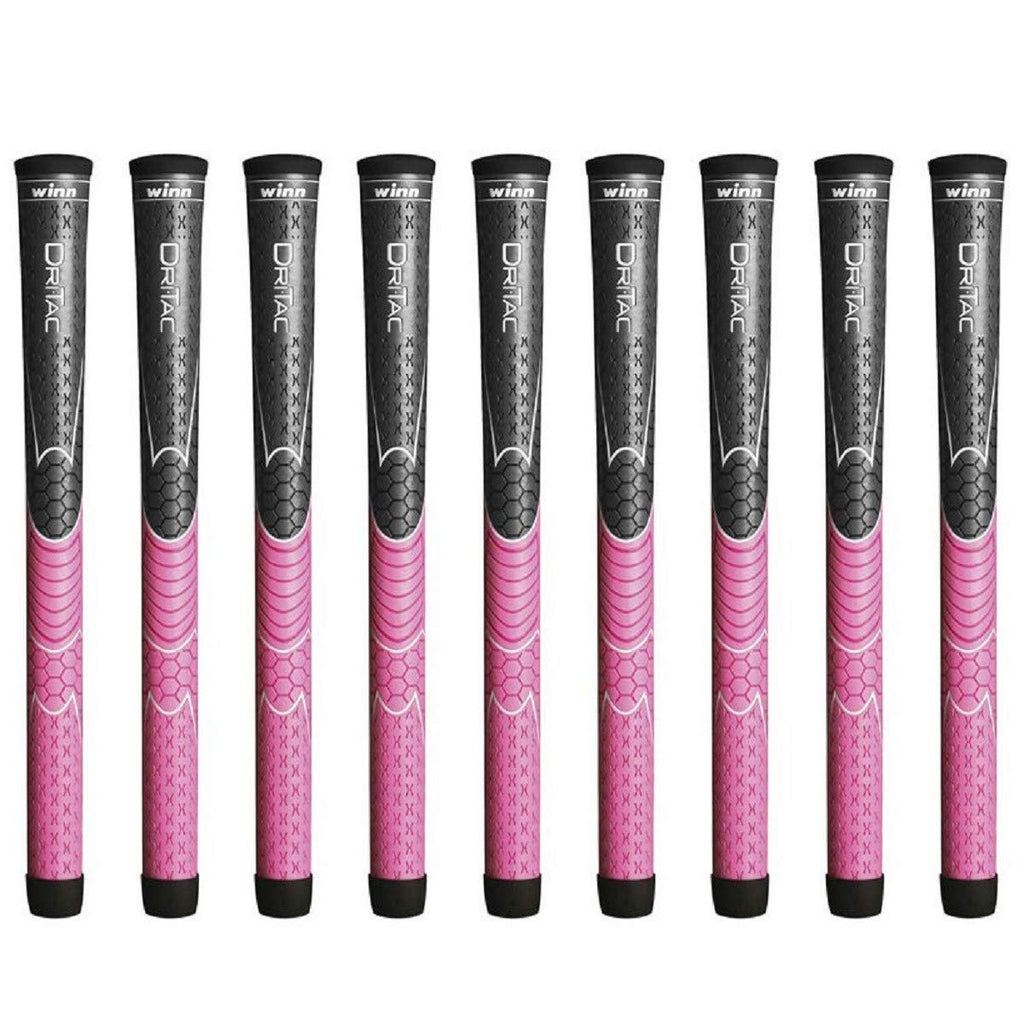 Winn Dri-Tac Undersize Gray/Pink - 9 Piece Golf Grip Bundle