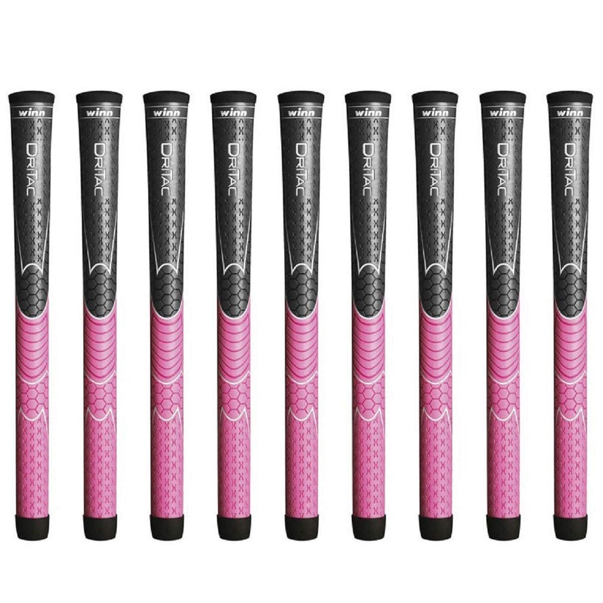 Winn Dri-Tac Undersize Gray/Pink - 9 Piece Golf Grip Bundle
