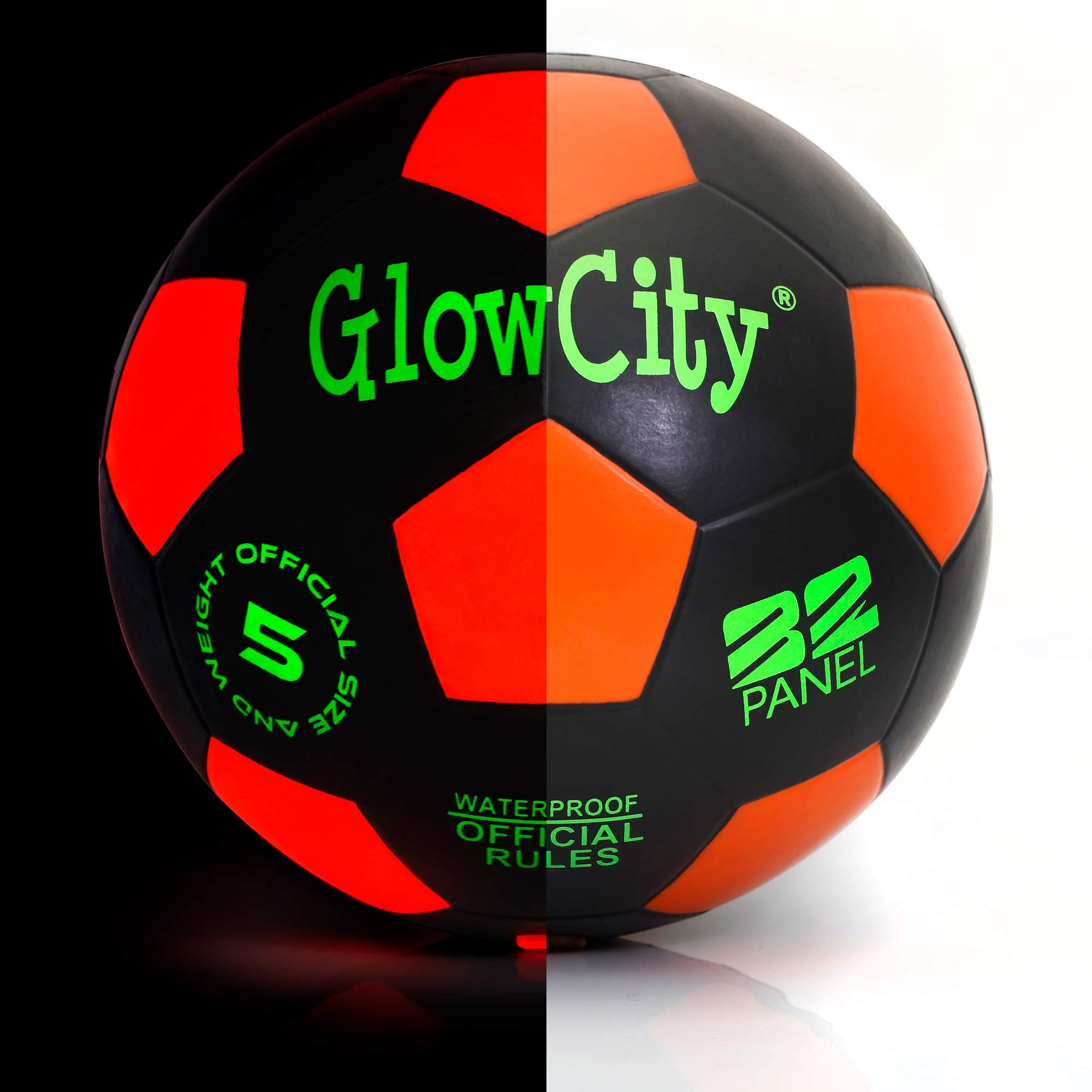 GlowCity Light Up LED Soccer Ball for Kids - Size 3, Black/Red