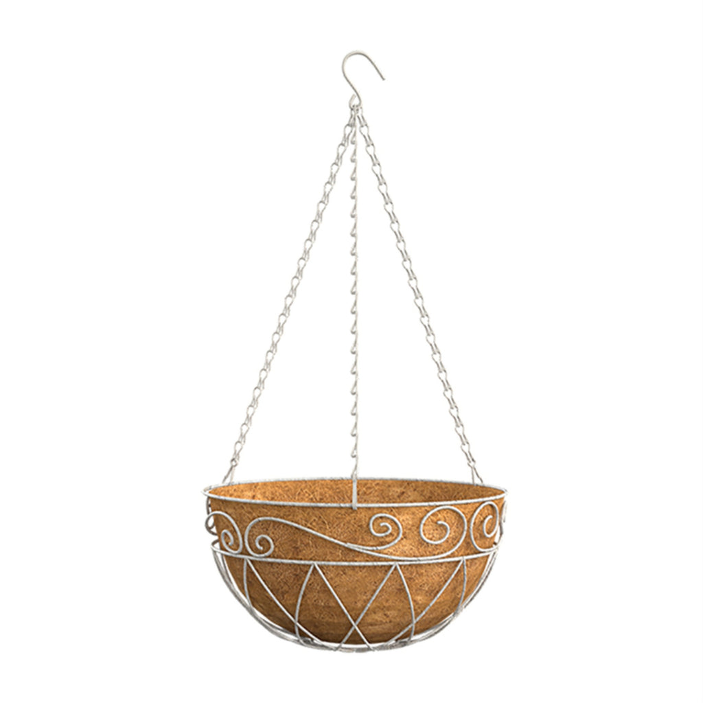 Hang Basket Wht Scrl 14'''' (Pack Of 1)