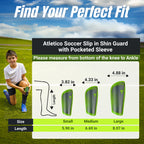 Atletico Soccer Shin Guard with Compression Pocket Sleeve - Green/Grey - Vizari Sports