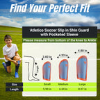 Atletico Soccer Shin Guard with Compression Pocket Sleeve - Orange/Blue - Vizari Sports