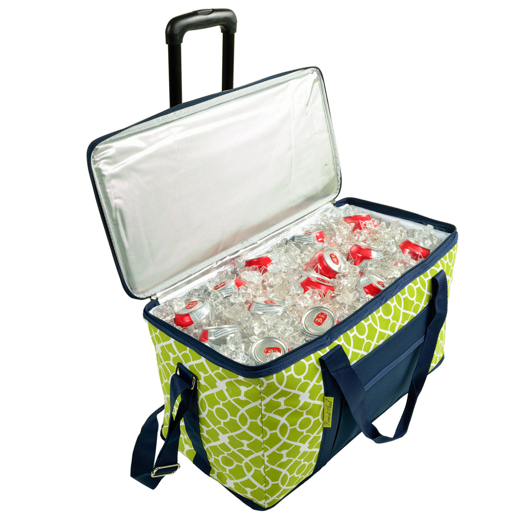 Extra Large Hybrid Folding Cooler On Wheels - Trellis Green