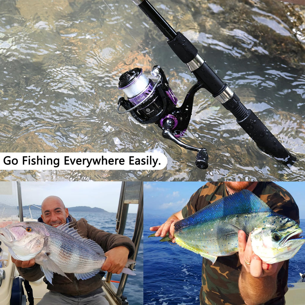 Ololyap Fishing Pole Combo 2Pcs Telescopic Fishing Rod And Aluminum Reel Combos With Carrier Bag Sea Saltwater Freshwater Fishin