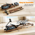 Dripex Rowing Machines For Home Foldable, Water Rowing Machine Max 350 Lbs, Water Rower With Smooth Slide Rail, Comfortable Seat