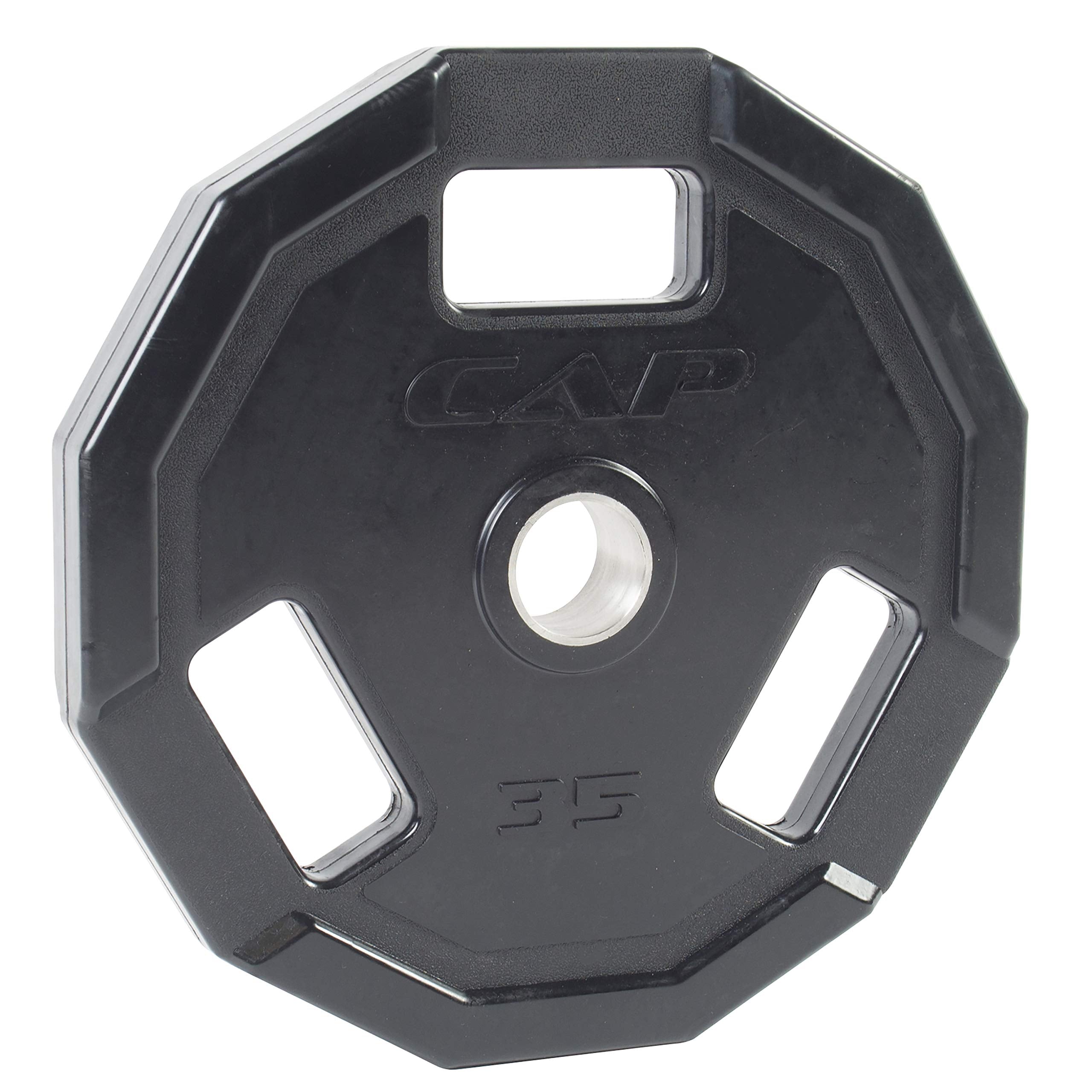 Cap Barbell 12-Sided Rubber Olympic Grip Weight Plates, Black, Single, 35 Pound