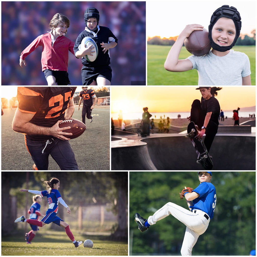 Coolomg Soft Football Helmet 7V7 Soft Shell Rugby Flag, Padded Headgear Soccer Goalie Goalkeeper Head Protector Adjustable For Y