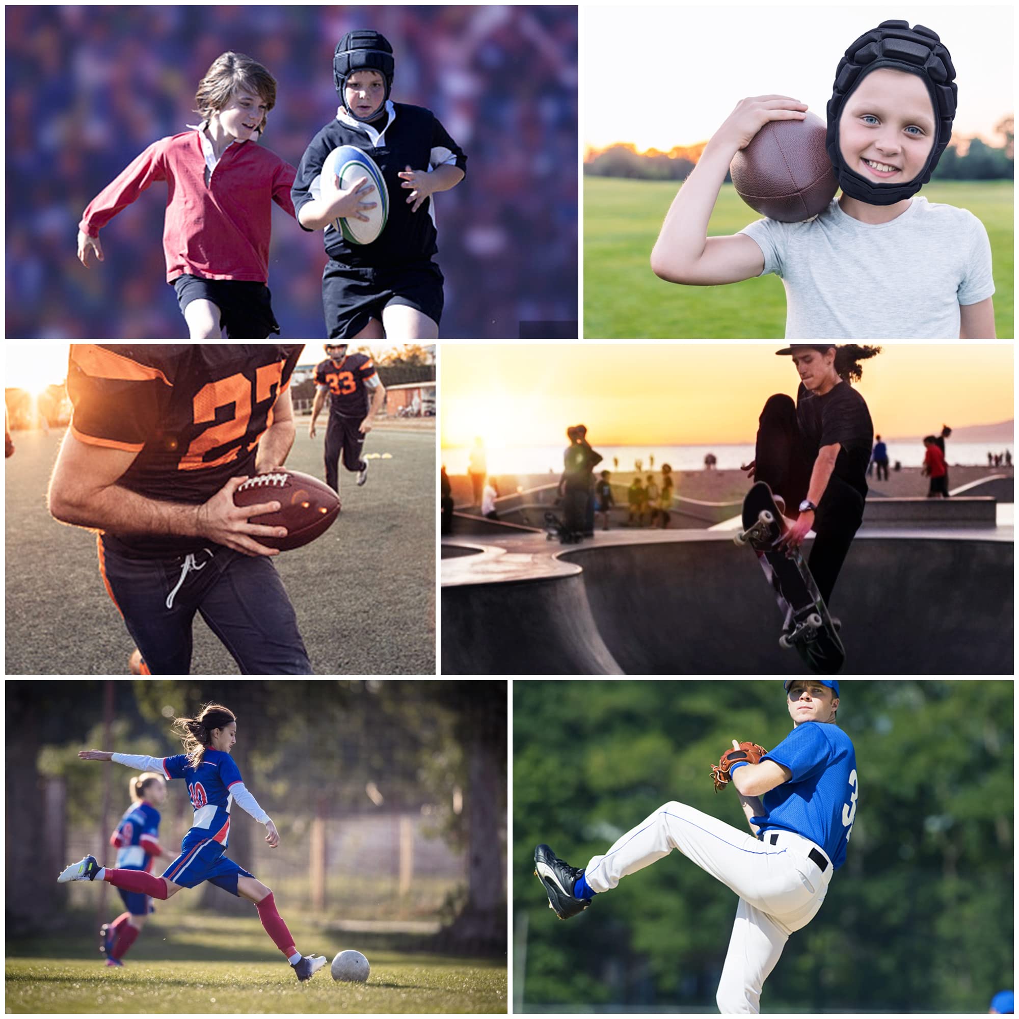 Coolomg Soft Football Helmet 7V7 Soft Shell Rugby Flag, Padded Headgear Soccer Goalie Goalkeeper Head Protector Adjustable For Y