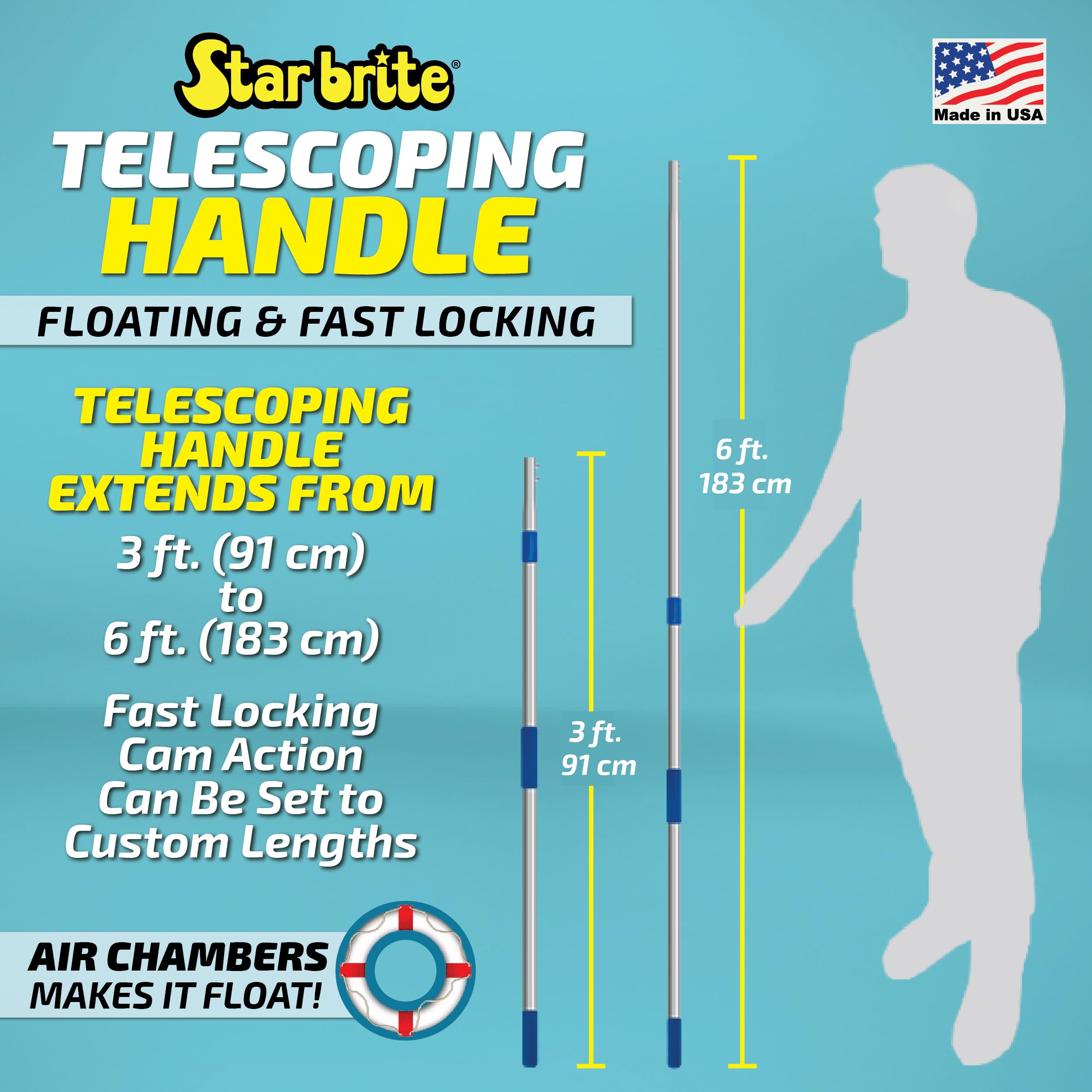 Star Brite 040000 Standard Handle - Extends 3-6 Feet - Made In Usa