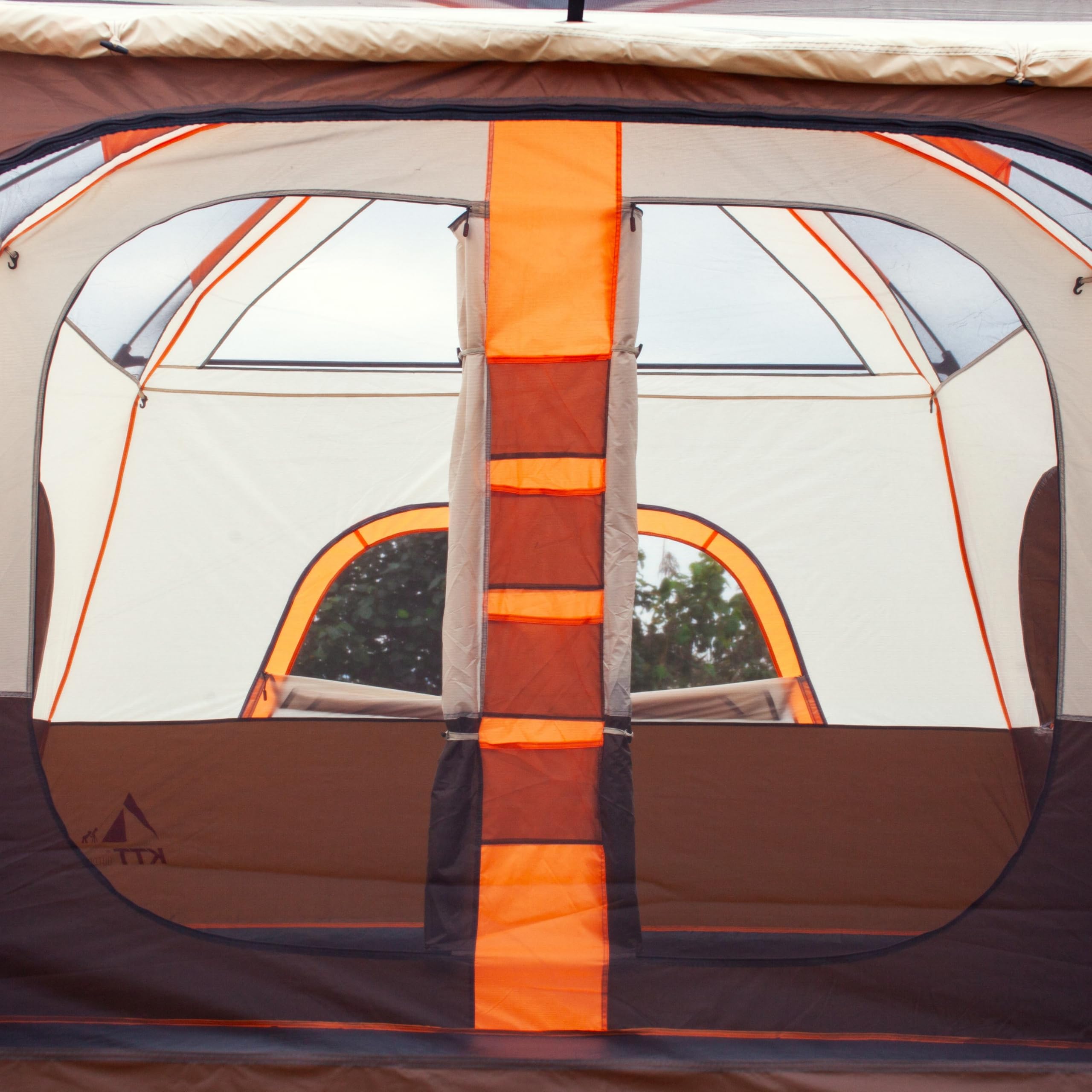 Ktt Extra Large Tent 12 Person,2 Bay-Windows,Family Cabin Tents,14.1'Lx10'Wx6.58'H,2 Rooms And 3 Doors 3 Windows With Mesh,Water