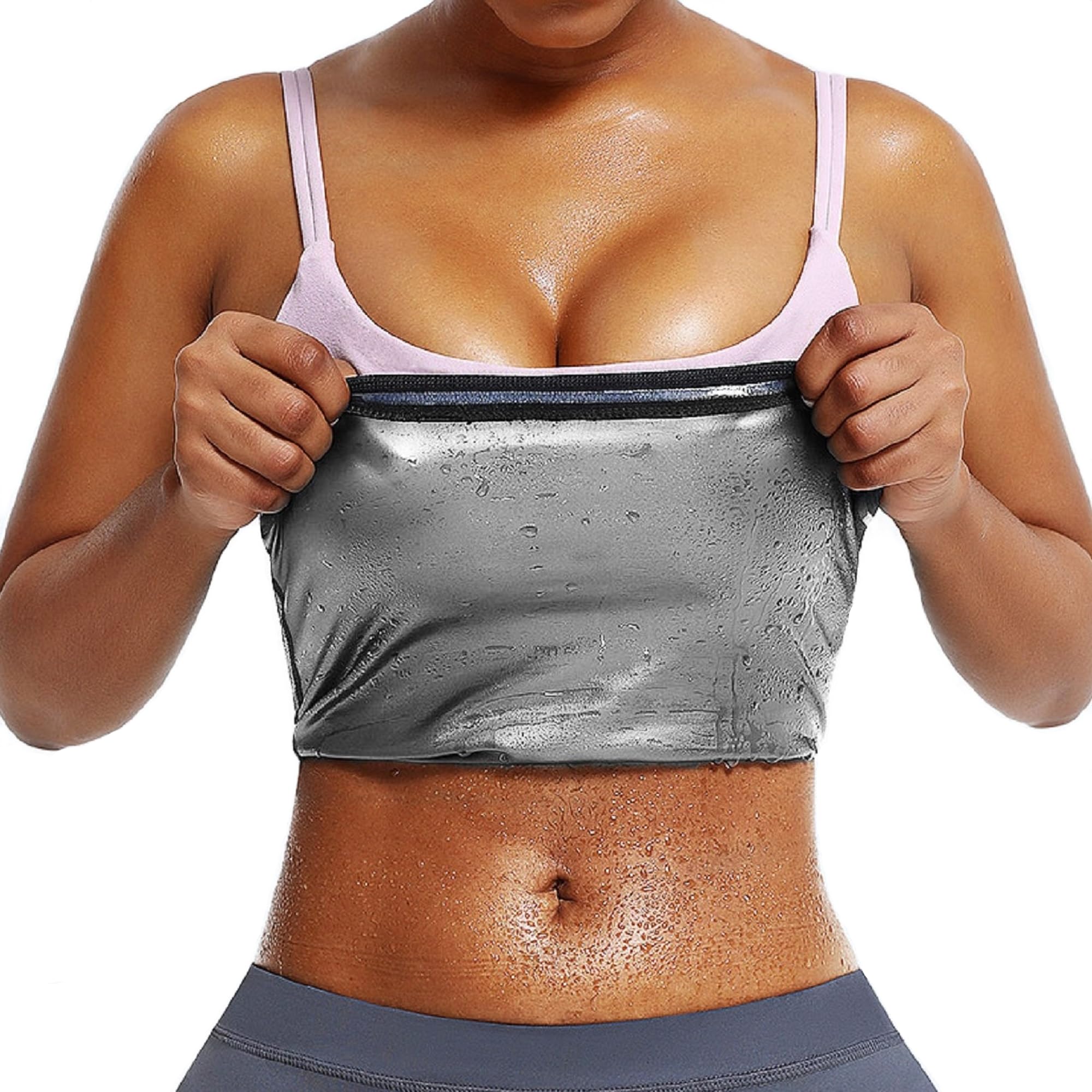 huiming Sauna Suit Waist Trimmer for Women Waist Trainer sweat band for stomach Belt Lower Belly Plus Size (Silvery, Small-Mediu