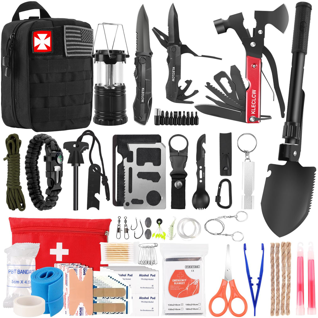 Survival Kit And First Aid Kit, 160 Pcs Emergency Supplies Camping Accessories With Upgraded Molle Bag, Gifts For Men And Women 