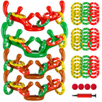 Max Fun 4 Pack Inflatable Reindeer Antler Ring Toss Games Indoor Outdoor Christmas Party Games Party Favors, 4 Anlters & 24Rings