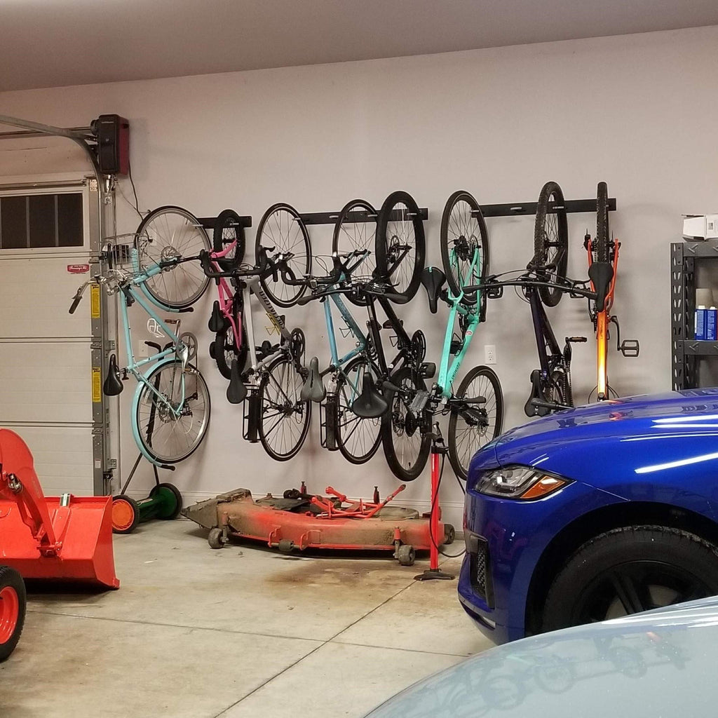 Storeyourboard Blat 8 Bike Wall Storage Rack, 2 Pack Bike Rack For Garage, Heavy Duty Powder Coated Industrial Steel, Wall Mount