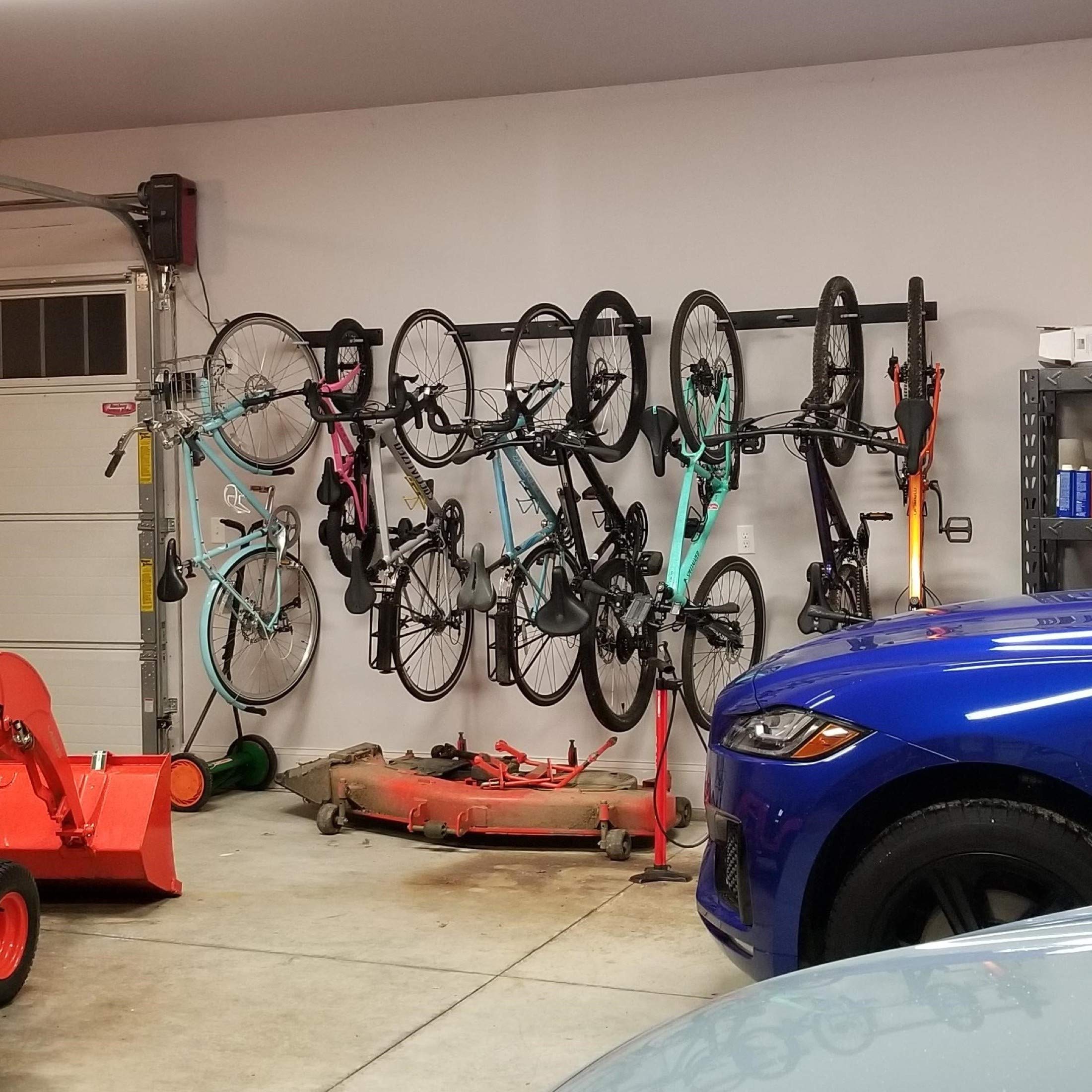 Storeyourboard Blat 8 Bike Wall Storage Rack, 2 Pack Bike Rack For Garage, Heavy Duty Powder Coated Industrial Steel, Wall Mount