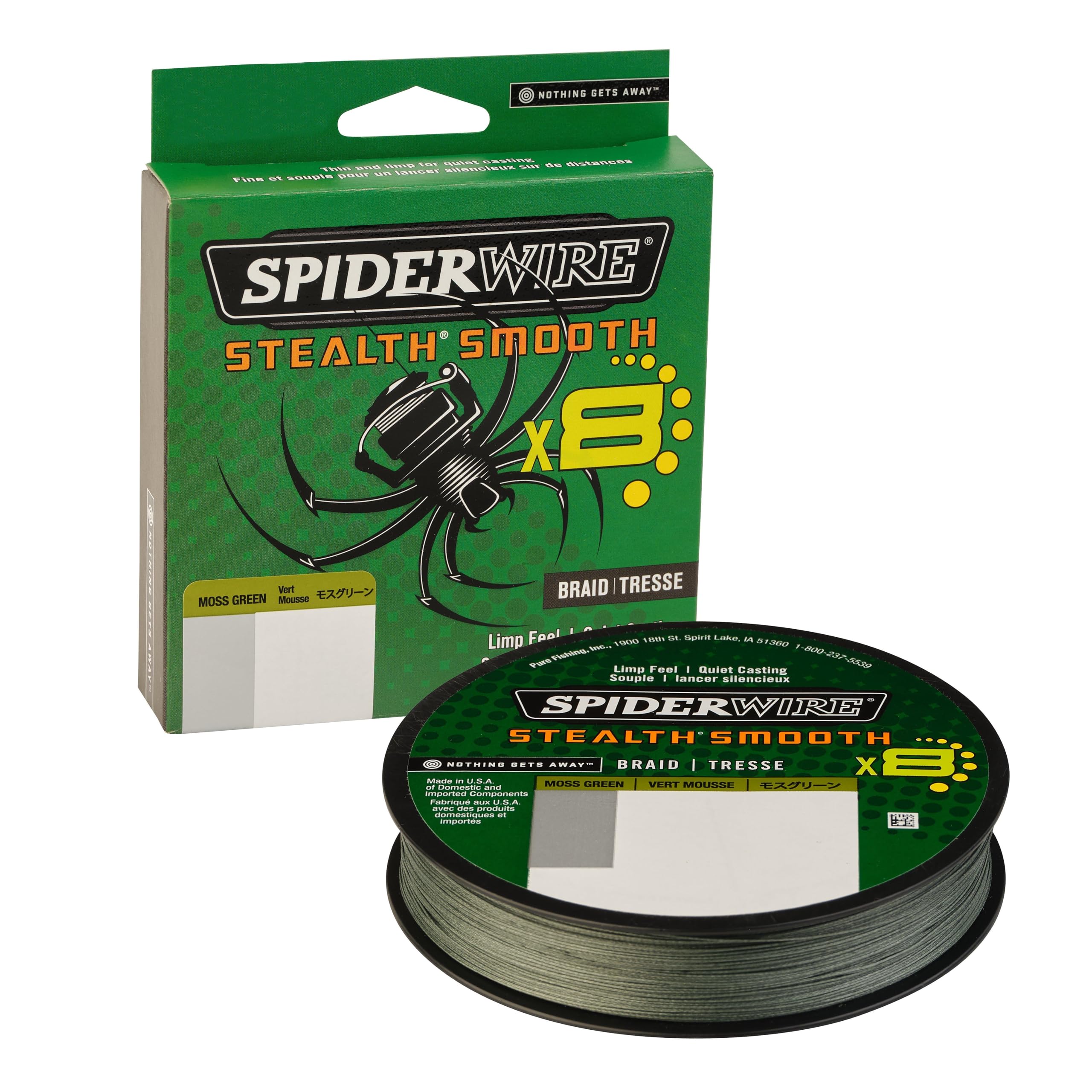 Spiderwire Stealth Smooth Superline, Moss Green, 65Lb | 29.4Kg, 270Yd | 246M Braided Fishing Line, Suitable For Freshwater Envir
