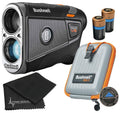 Bushnell Tour V6 Patriot Pack Laser Golf Rangefinder With Carrying Case, Wearable4U Lens Cloth, And 2X Cr2 Batteries Bundle