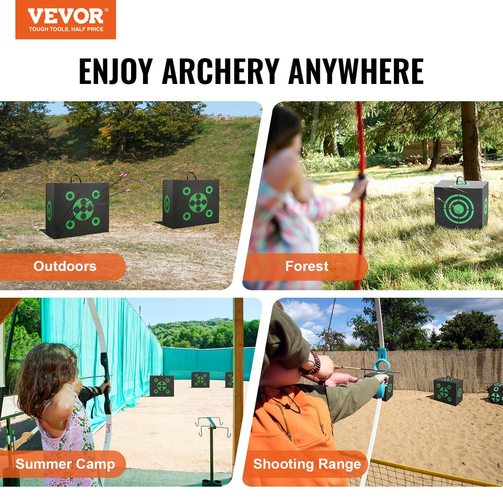 Vevor Archery Target, 16''X18'' All-Side Shotting Archery Arrow Target, Outdoor Portable Archery Target With Carry Handle, Easy