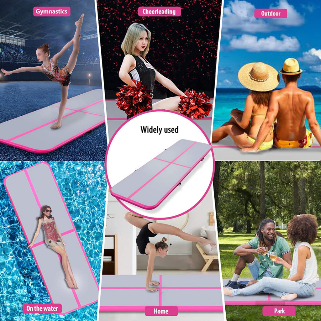 Edostory Inflatable Air Gymnastics Mat 10Ft/13Ft/16Ft/20Ft Training Mats 4 Inches Thick Gymnastics Tracks For Home/Training/Chee