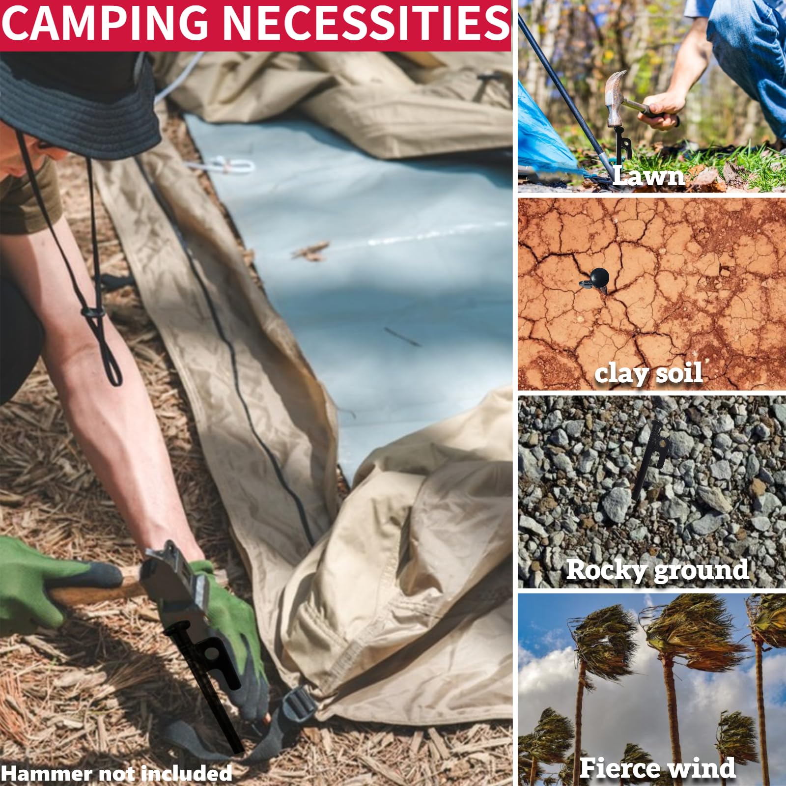 16Inch 10 Packs Extra Long Tent Stakes Heavy Duty, Large Camping Beach Canopy Stakes Metal Spikes Bell Tent Accessories