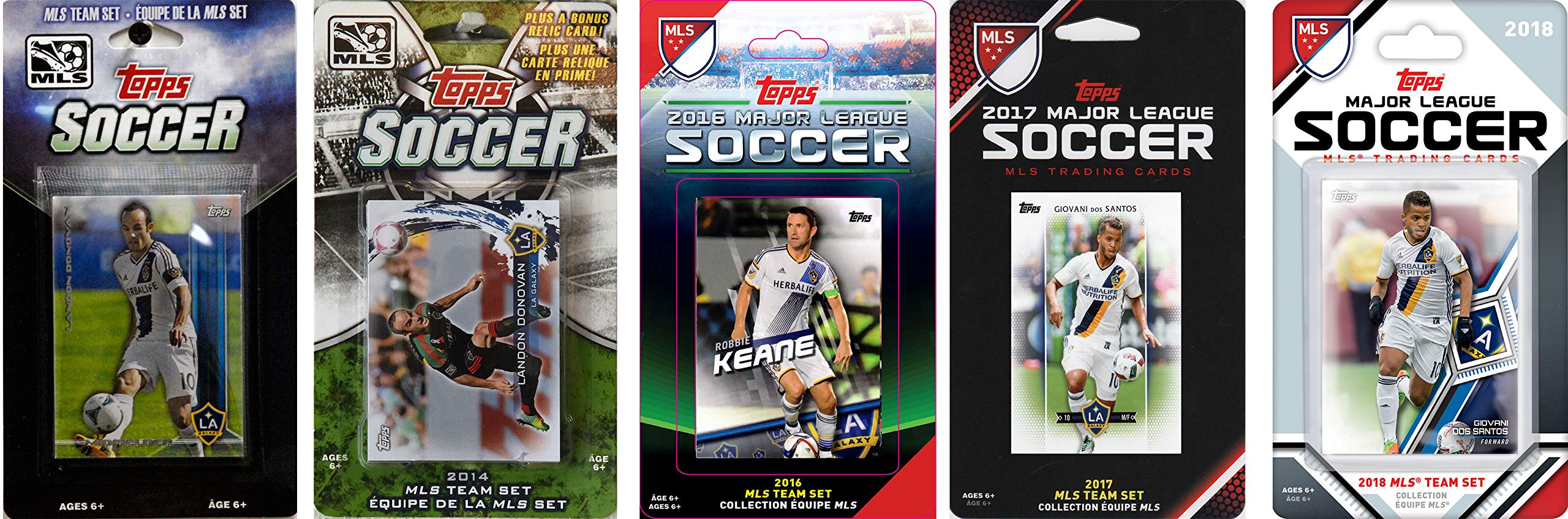 Mls Los Angeles Galaxy 5 Different Licensed Trading Card Team Sets