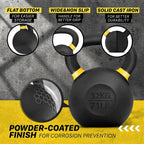 Yes4All Powder Coated Cast Iron Competition Kettlebell With Wide Handles & Flat Bottoms - 32 Kg / 71 Lb