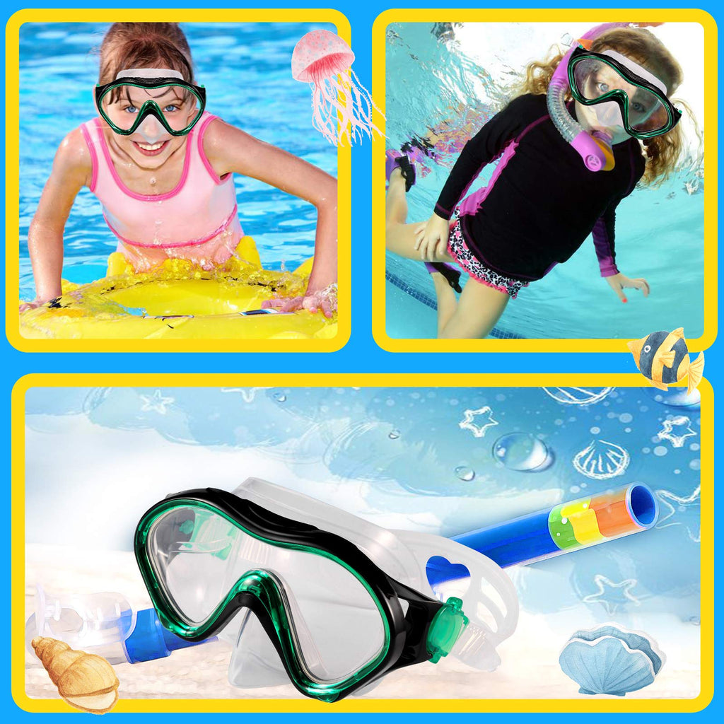 Fpxnb Kids Swim Mask, Swimming Goggles With Nose Cover, Snorkel Mask Diving Mask For Scuba Snorkeling, Anti-Fog Lens Waterproof