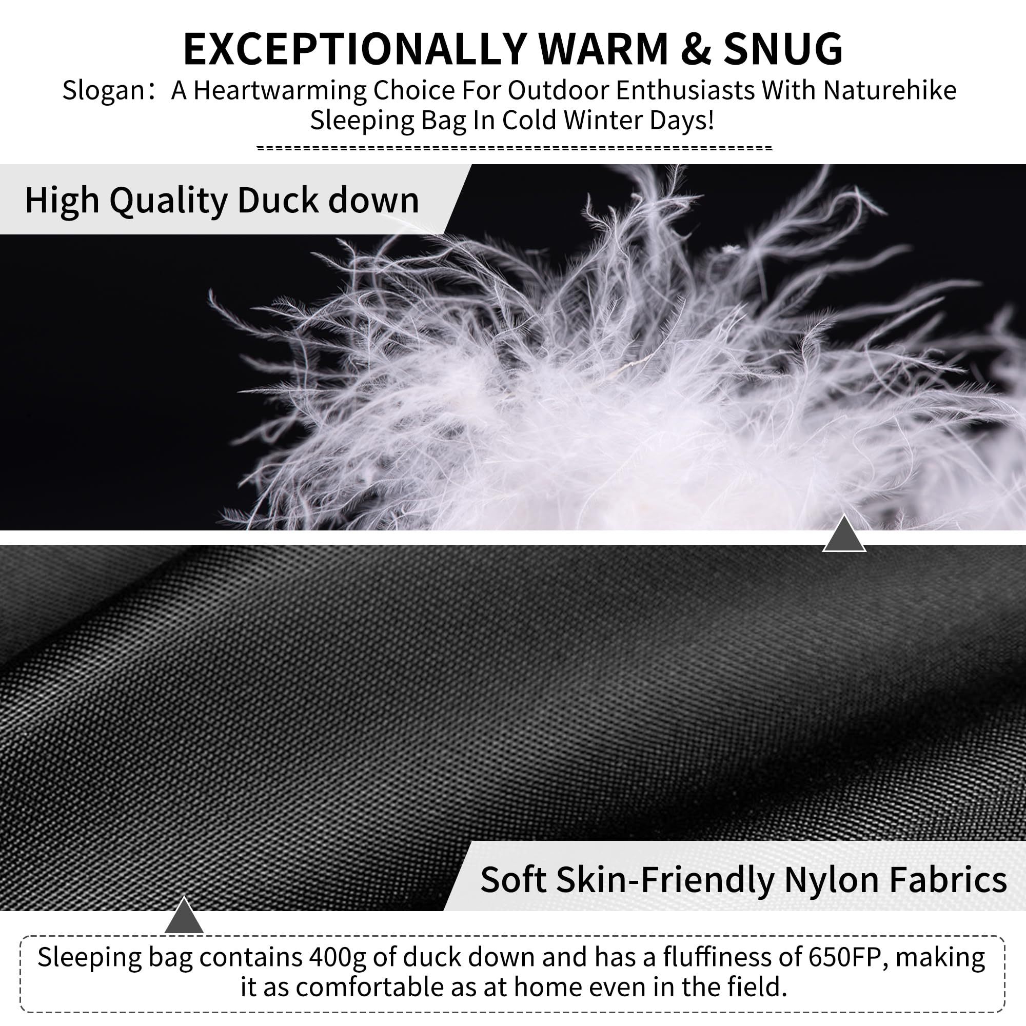 Naturehike Ultralight Down Sleeping Bag, 650Fp Backpacking Sleeping Bag For Adults, 42? Waterproof Sleeping Bags For Camping, Hi