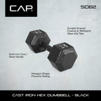 CAP Barbell Cast Iron Hex Dumbbell, Black, Single, 85 lb