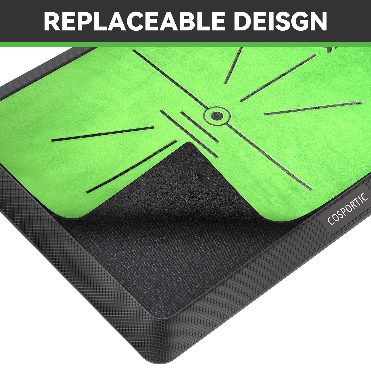 Cosportic Golf Hitting Mat  Golf Training Mat For Swing Path Feedback/Detection Batting  Extra Replaceable Golf Practice Mat 16'