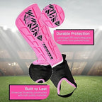 Vizari Malaga Soccer Shin Guards for Youth & Adults -Lightweight Ankle Protection – Pink