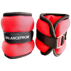 Signature Fitness Fully Adjustable Ankle Wrist Arm Leg Weights, 5 lbs each (10-lb pair), Red