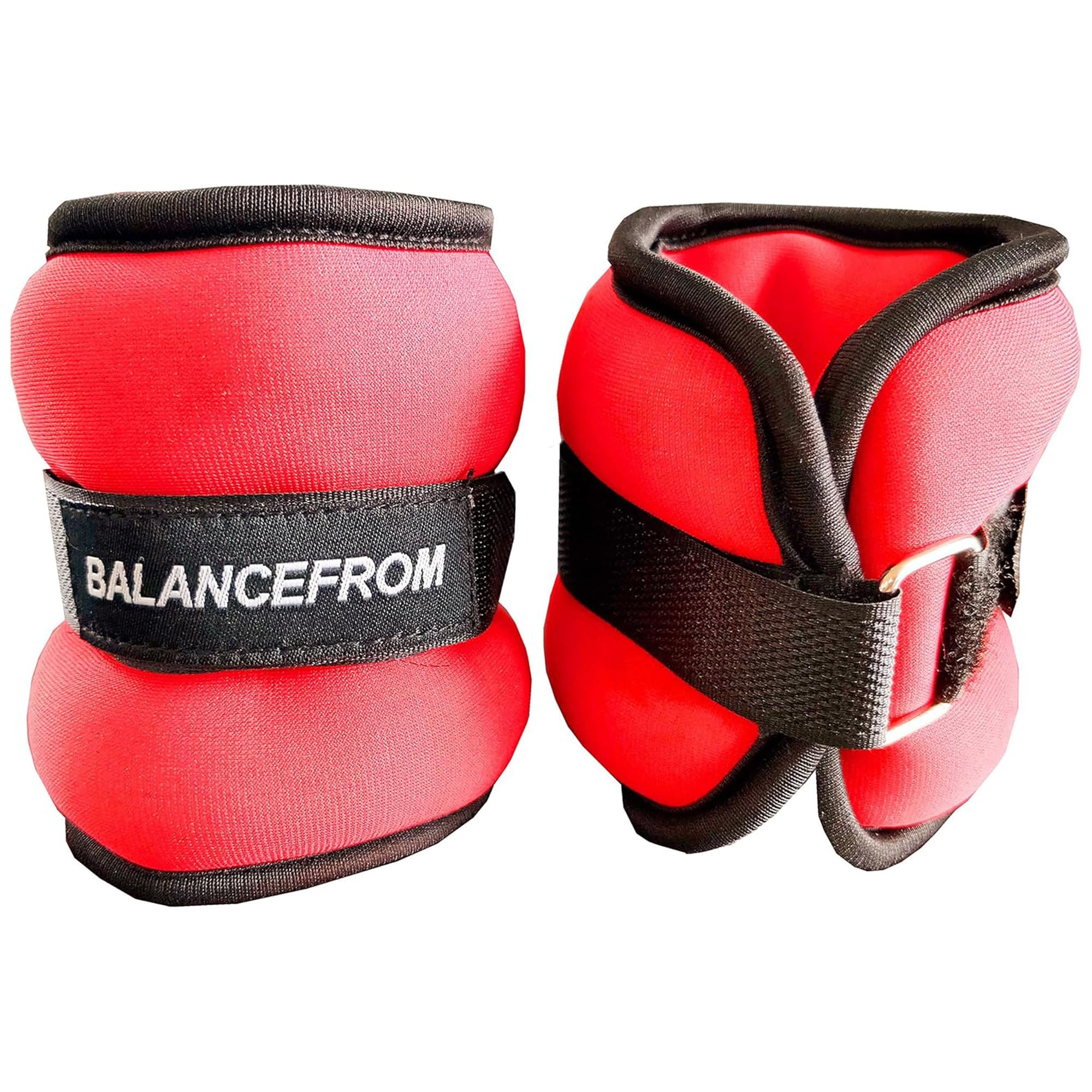Signature Fitness Fully Adjustable Ankle Wrist Arm Leg Weights, 5 lbs each (10-lb pair), Red