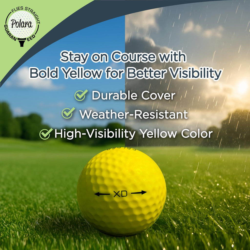 Polara Golf Xd Yellow Extra Distance Balls, Reduces Hooks And Slices, Pack Of 12